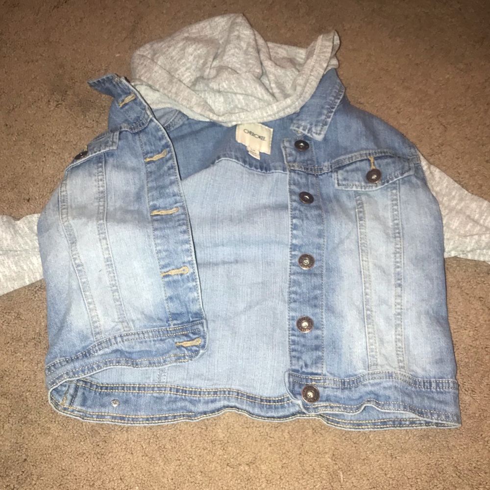 Jean Jacket w/ Grey Sleeves/Hood